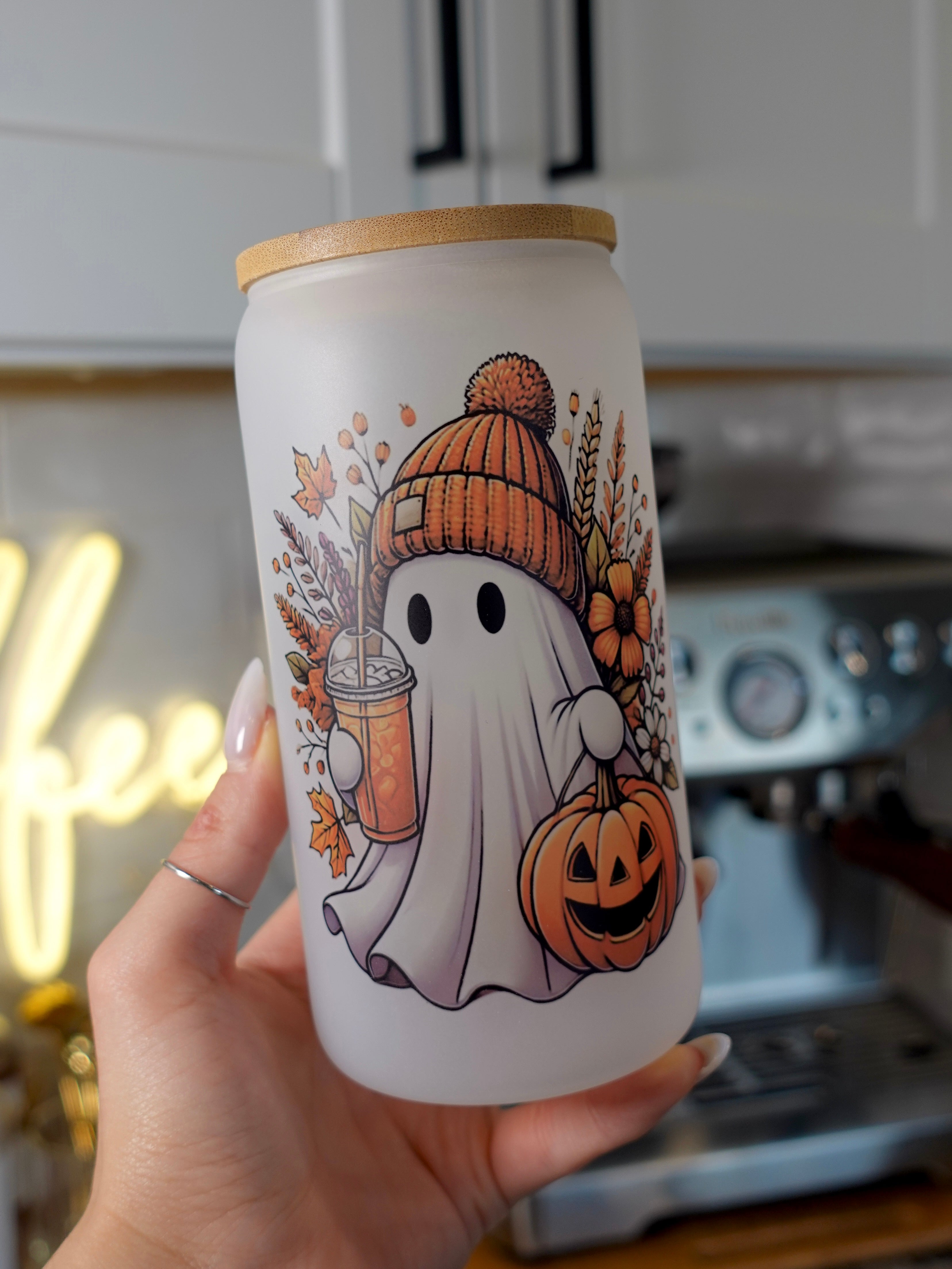 Cute Coffee Ghost Glass