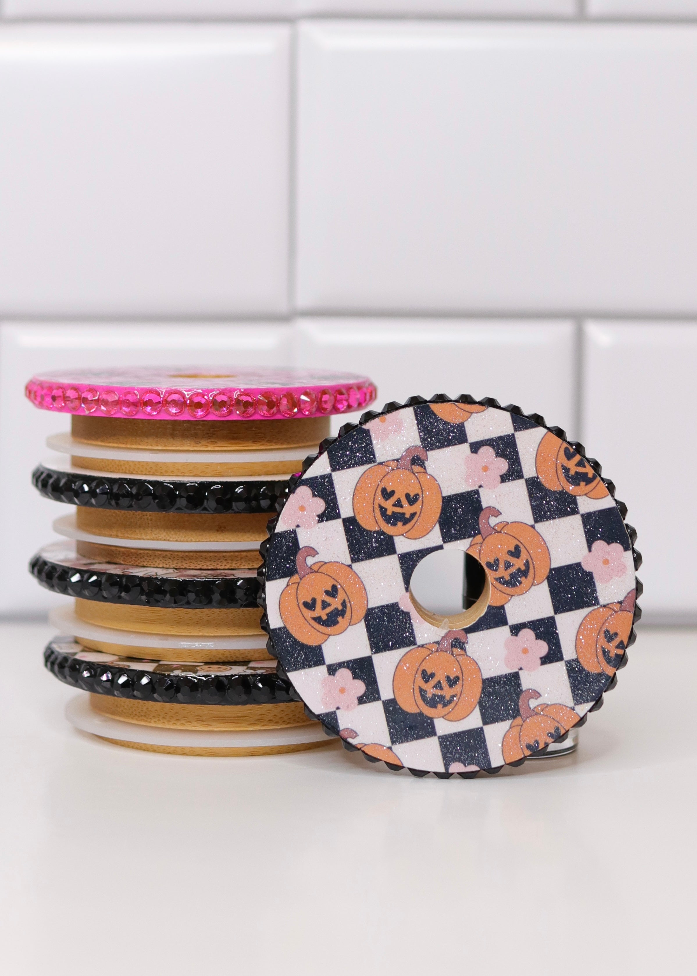 Pumpkin Checkered Bamboo Lid